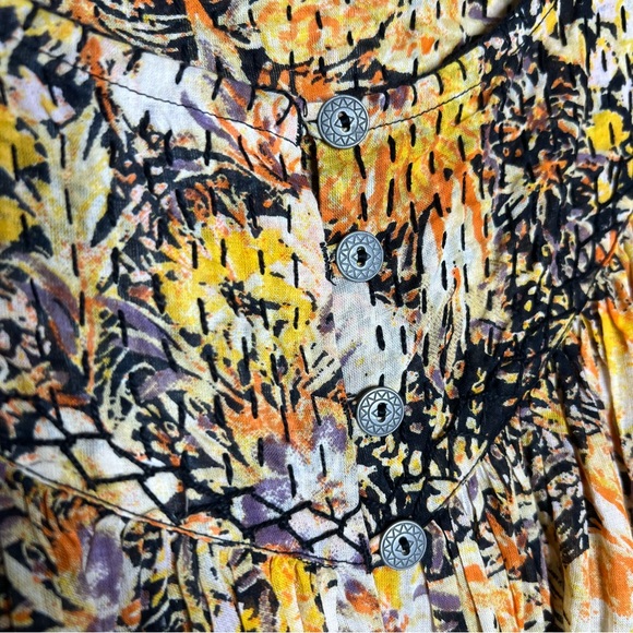 We The Free Free People Orange Fall Floral Balloon Sleeve Women’s Blouse Size XS - Picture 4 of 7